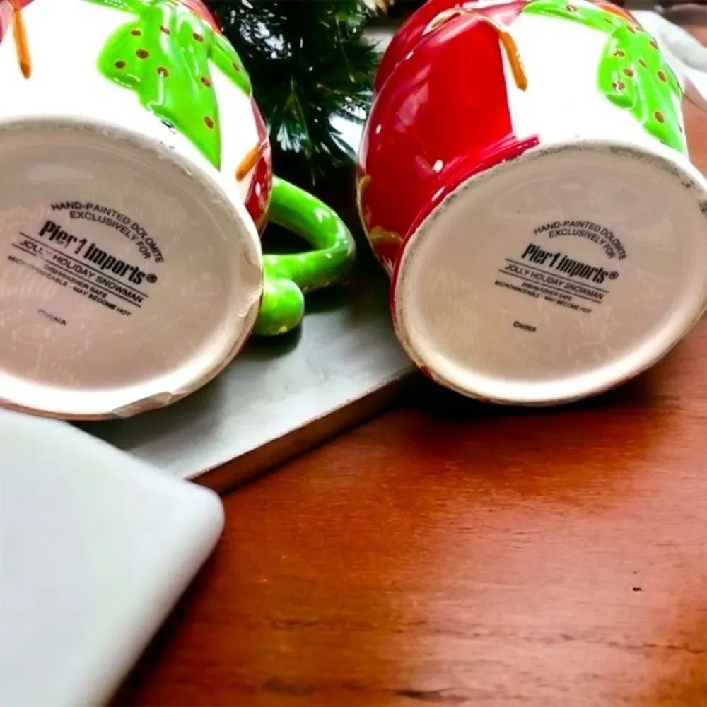 Pier 1 l Snowman Mug l Set of 2 l Santa Mugs available l EUC